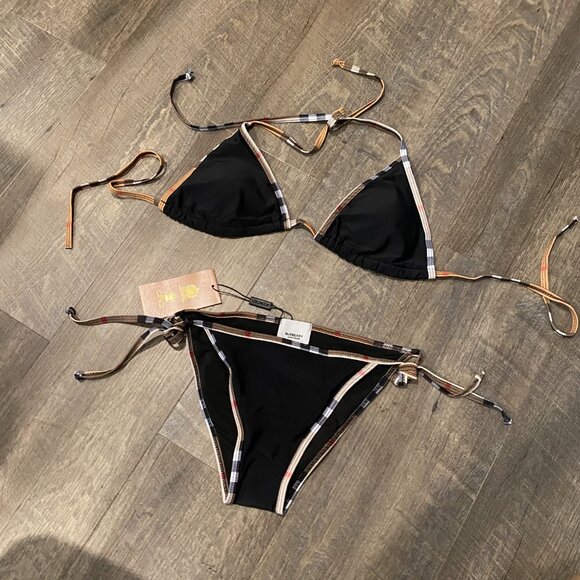 Burberry Check Detail Triangle Bikini M - Picture 2 of 4